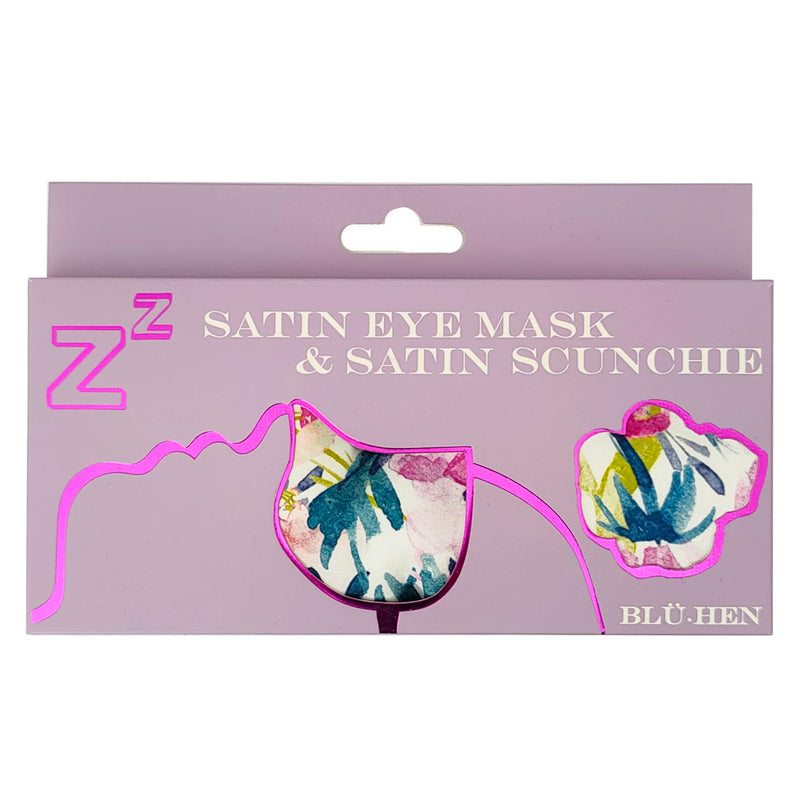 Bluhen Satin Eyemask and Scrunchie Peonie Rose