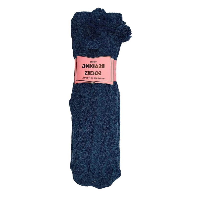 Reading Socks Womens Navy Cable Knot