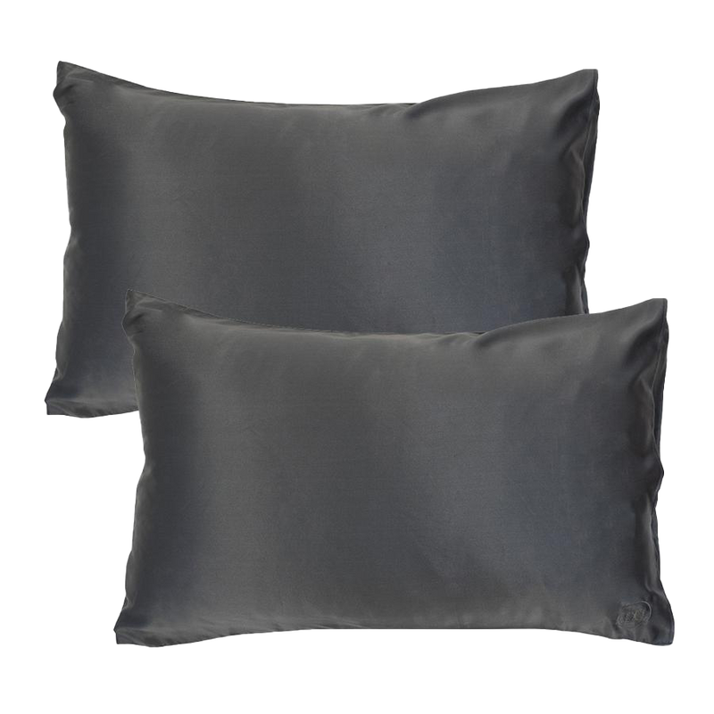 The Goodnight Co Silk Pillowcase Twin Set Charcoal